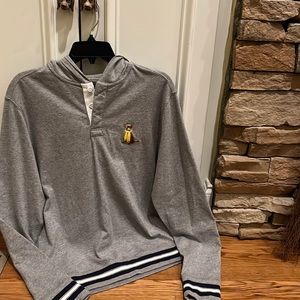 Danial Cremieux embroidered dog lab, hooded, rugby, shirt, men’s medium Soft! 🦮